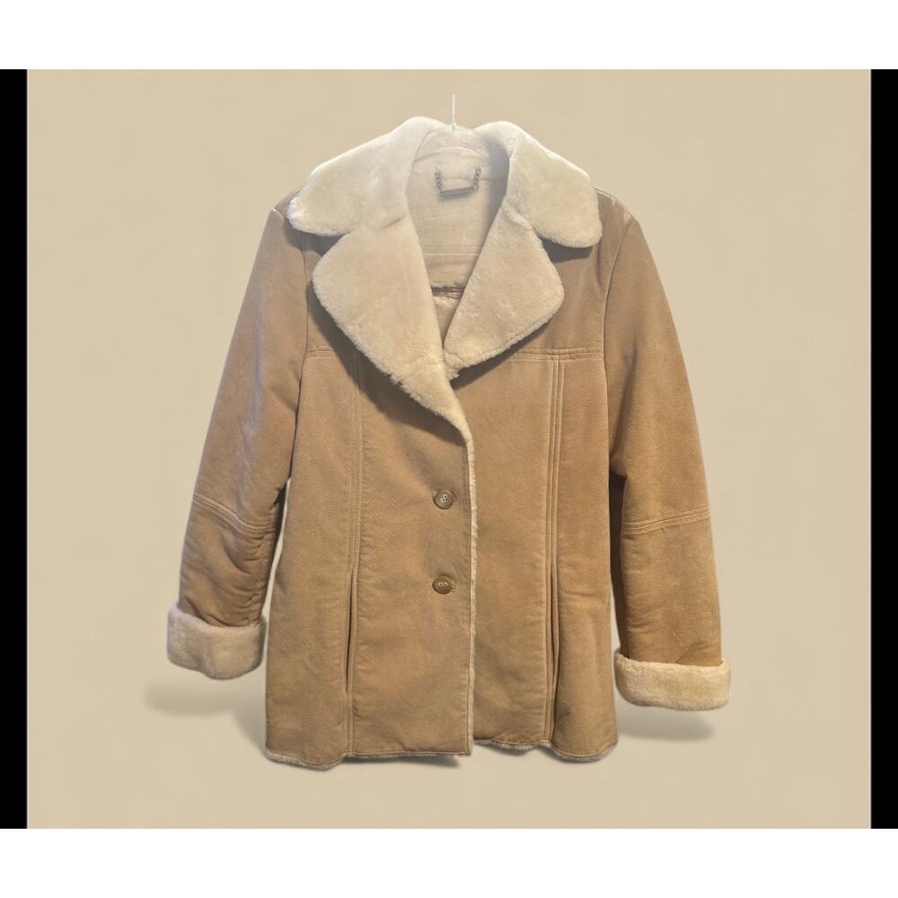 WINLIT Genuine Leather Faux Fur Coat Size Medium
